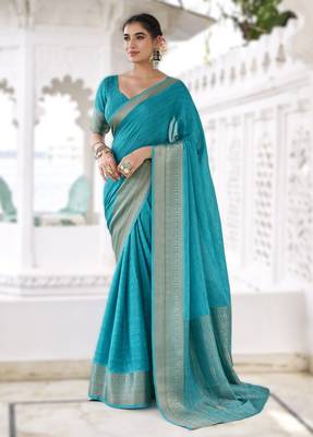 stylish chinon self printed saree with zari weaving work 1