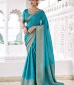 stylish chinon self printed saree with zari weaving work