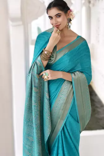 stylish chinon self printed saree with zari weaving work