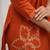 Orange Floral embroidered v neck pure cotton co-ord set