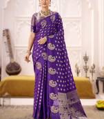 purple elegant roop art silk zari weaving saree with lace touch blouse
