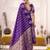 purple elegant roop art silk zari weaving saree with lace touch blouse