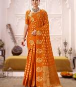 onrange elegant roop art silk zari weaving saree with lace touch blouse