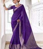 stylish chinon self printed saree with zari weaving work