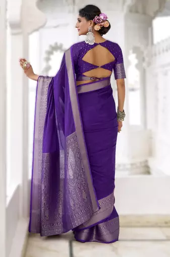 stylish chinon self printed saree with zari weaving work