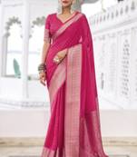 stylish chinon self printed saree with zari weaving work