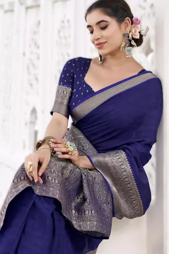stylish chinon self printed saree with zari weaving work