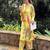 dark-yellow printed cotton kurta and pant