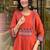 orange embroidered cotton kurta and pant
