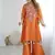 orange embroidered cotton kurta and pant