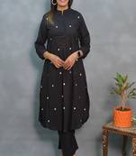 black embroidered cotton kurta and pant
