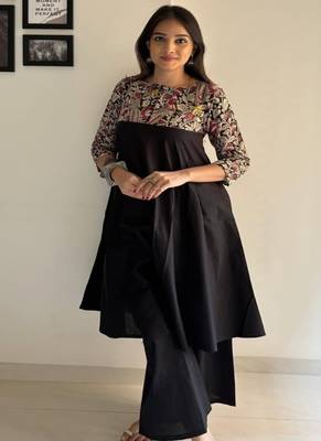 black printed cotton kurta and pant 1
