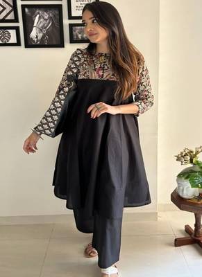 black printed cotton kurta and pant 2