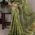 mehendi poly cotton printed saree with thread weaving work