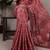 salmon poly cotton printed saree with thread weaving work