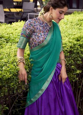 Purple Silk Zari Chaniya Choli 3