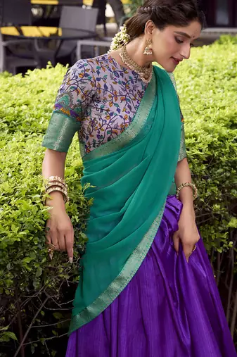 Purple Silk Zari Chaniya Choli