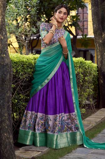 Purple Silk Zari Chaniya Choli