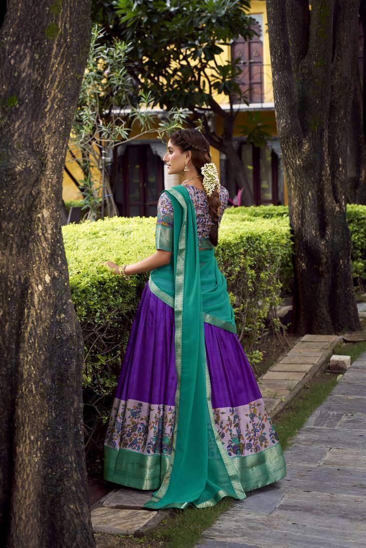 Purple Silk Zari Chaniya Choli