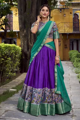 Purple Silk Zari Chaniya Choli