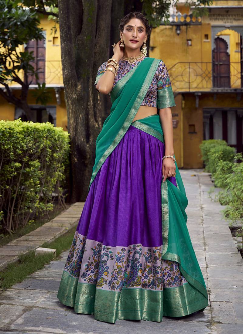 Purple Silk Zari Chaniya Choli