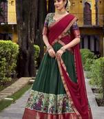Green Silk Zari Chaniya Choli
