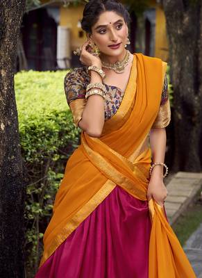 Pink Silk Zari Chaniya Choli 3