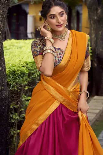 Pink Silk Zari Chaniya Choli
