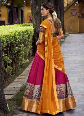 Pink Silk Zari Chaniya Choli 4