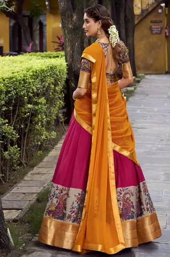 Pink Silk Zari Chaniya Choli