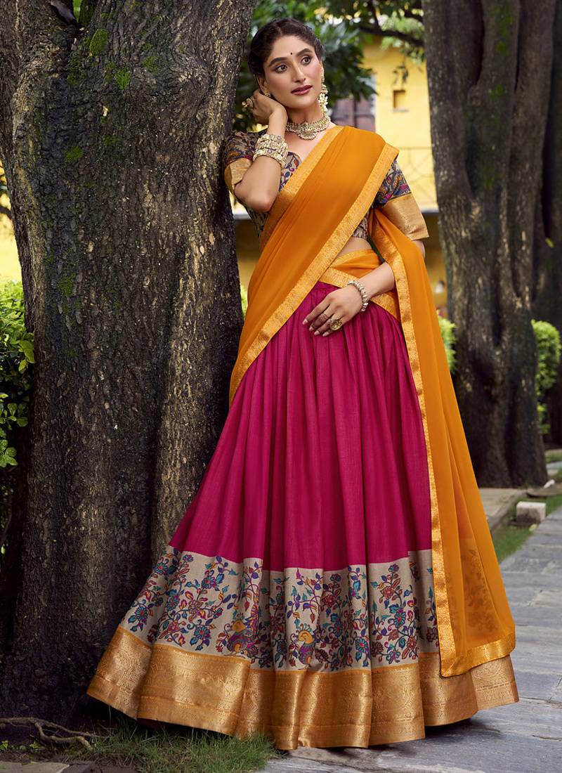 Pink Silk Zari Chaniya Choli