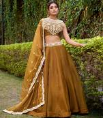 Golden color silk sequin embroidered chaniya choli