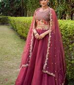 Salmon silk sequin embroidered chaniya choli