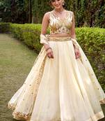 White silk sequin embroidered chaniya choli