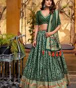 Green silk sequin embroidered chaniya choli
