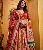 Orange silk sequin embroidered chaniya choli