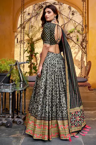 Black silk sequin embroidered chaniya choli