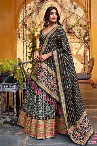 Black silk sequin embroidered chaniya choli