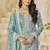 Sea green organza embroidered salwar suit for festival