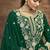 Green vichitra silk embroidered lehenga style suit
