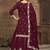 Maroon vichitra silk embroidered lehenga style suit