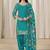 Turquoise roman silk embroidered salwar suit for festival