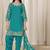 Turquoise roman silk embroidered salwar suit for festival