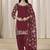 Maroon roman silk embroidered salwar suit for festival