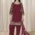 Maroon roman silk embroidered salwar suit for festival
