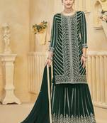 Green goergette embroidered designer sharara suit