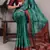 teal rangoli art silk printed saree with designer border & matching blouse