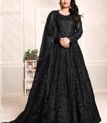 Black net emboidered wedding wear anarkali suit