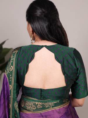 purple rangoli art silk blend printed saree with border & matching blouse 2