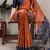 red orange rangoli art silk printed saree with designer border & matching blouse